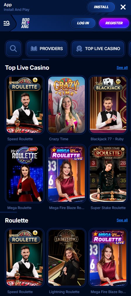 Boomerang Bet App auf dem Android Startbildschirm