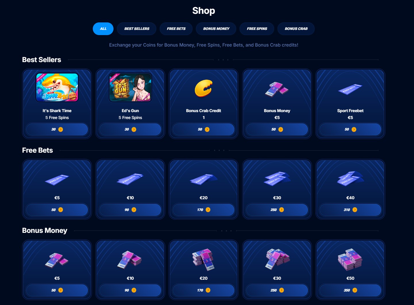Boomerang Bet Bonus-Shop mit Freispielen und Gratiswetten